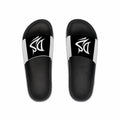 DeLUX Men's Black & White Logo Slide Sandals — Comfortable Pool, Beach & Casual Slides