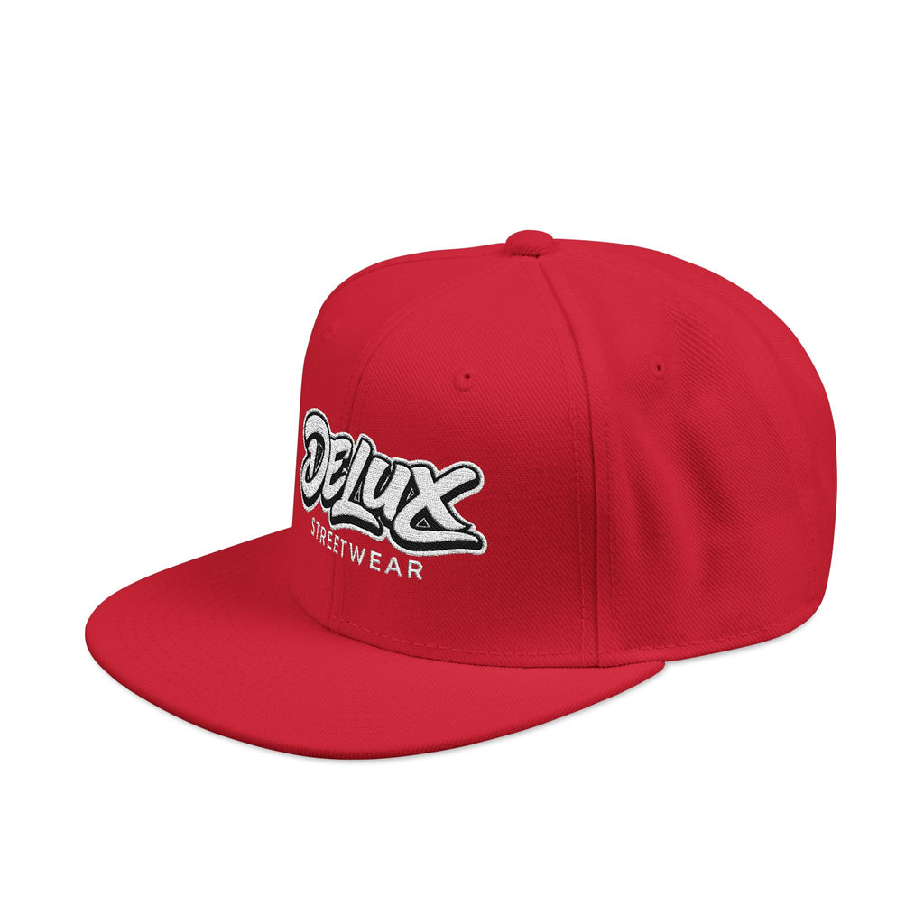 Mens Embroidered 'Delux' Snapback Cap – Streetwear Flat-Brim Hat