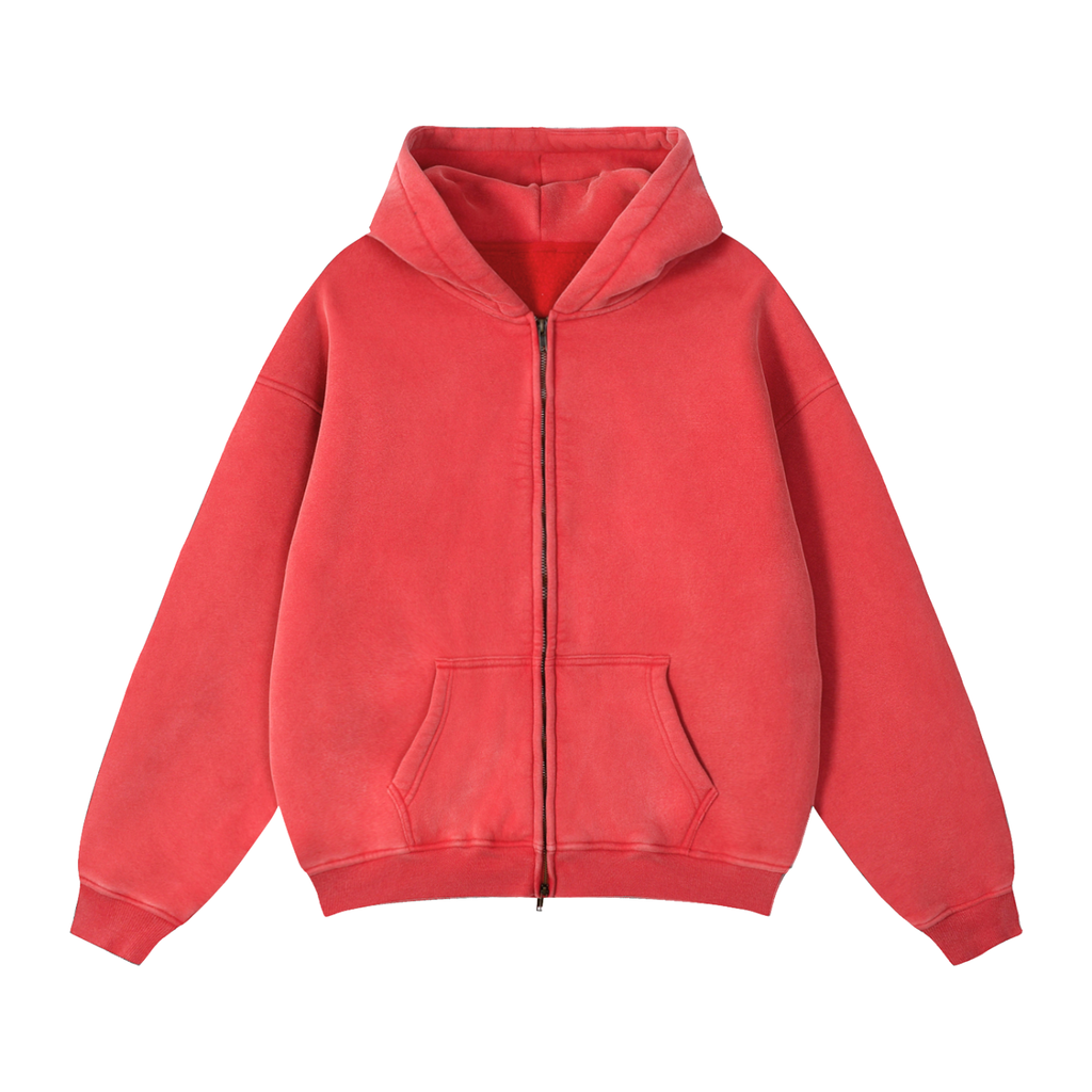 DeLuX Zip-Through Boxy Fleece Hoodie