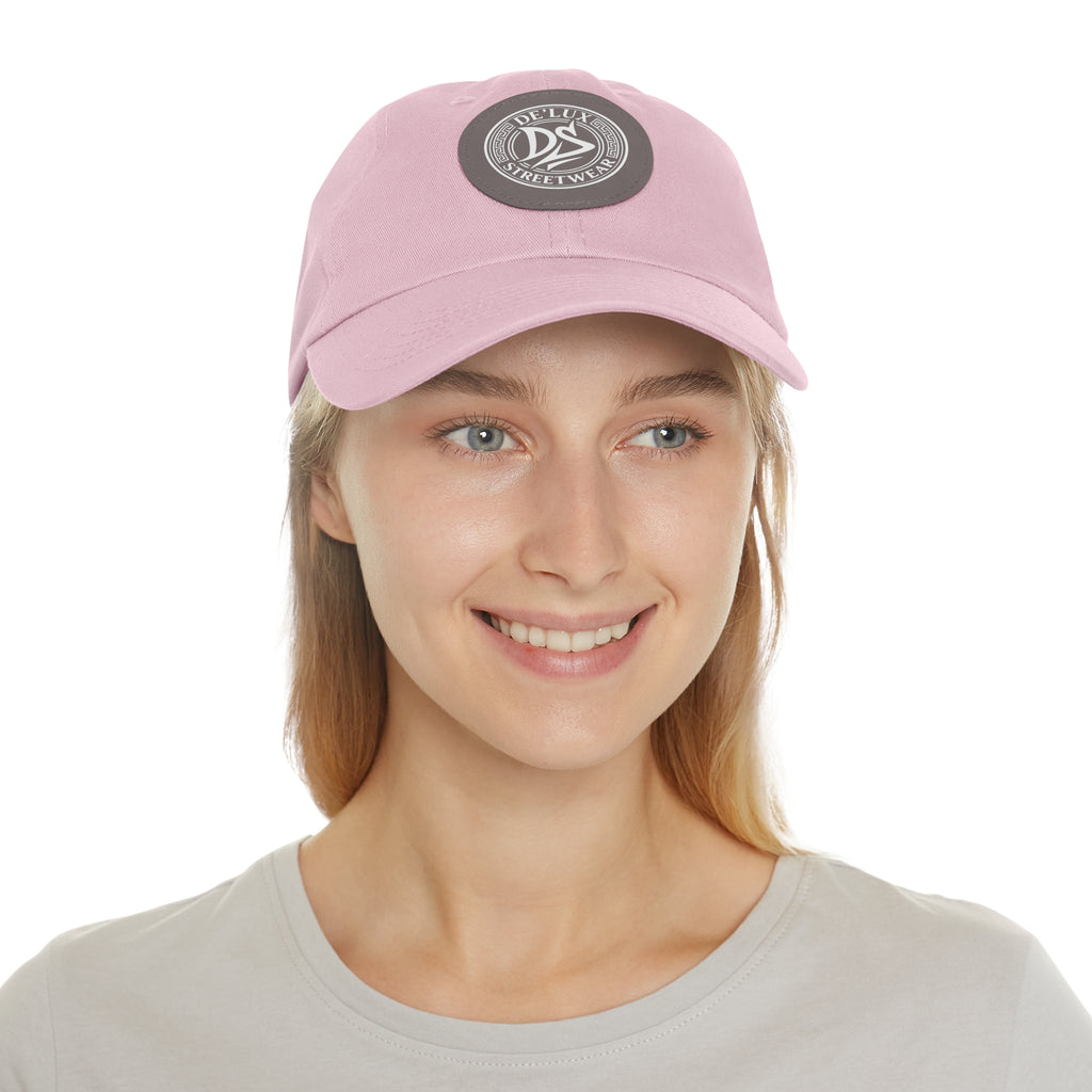 Deluxe Streetwear Leather Patch Dad Hat — Round Logo Cap