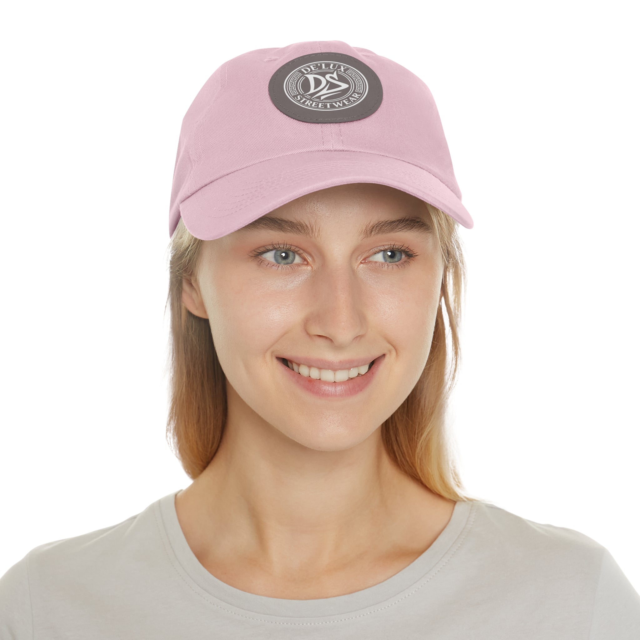 Deluxe Streetwear Leather Patch Dad Hat — Round Logo Cap