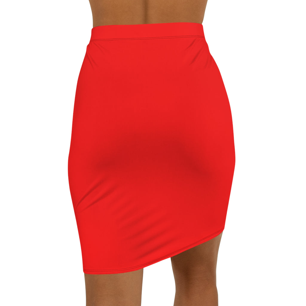 Red Butterfly "De'LuX" Pencil Skirt — Women's Mid-Waist Chic