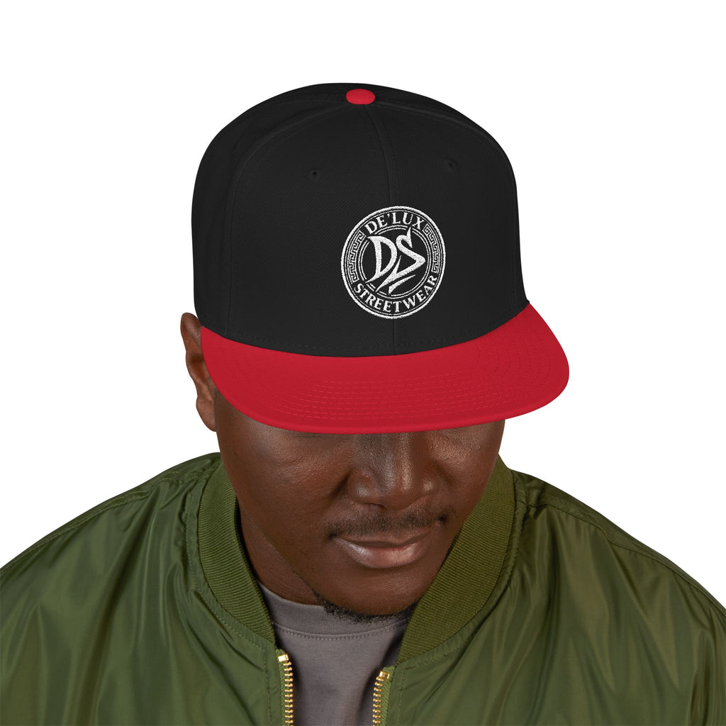 Embroidered Snapback Hat — Vintage Circle Logo Streetwear Cap
