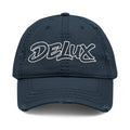 Distressed Embroidered 'DELUX' Dad Hat — Vintage Washed Baseball Cap