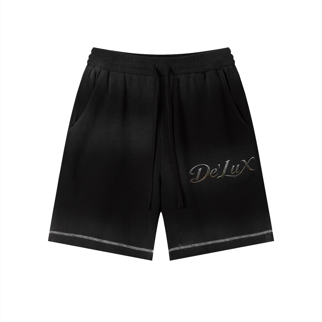 Unisex Sunfade Waffle Raw Hem Shorts