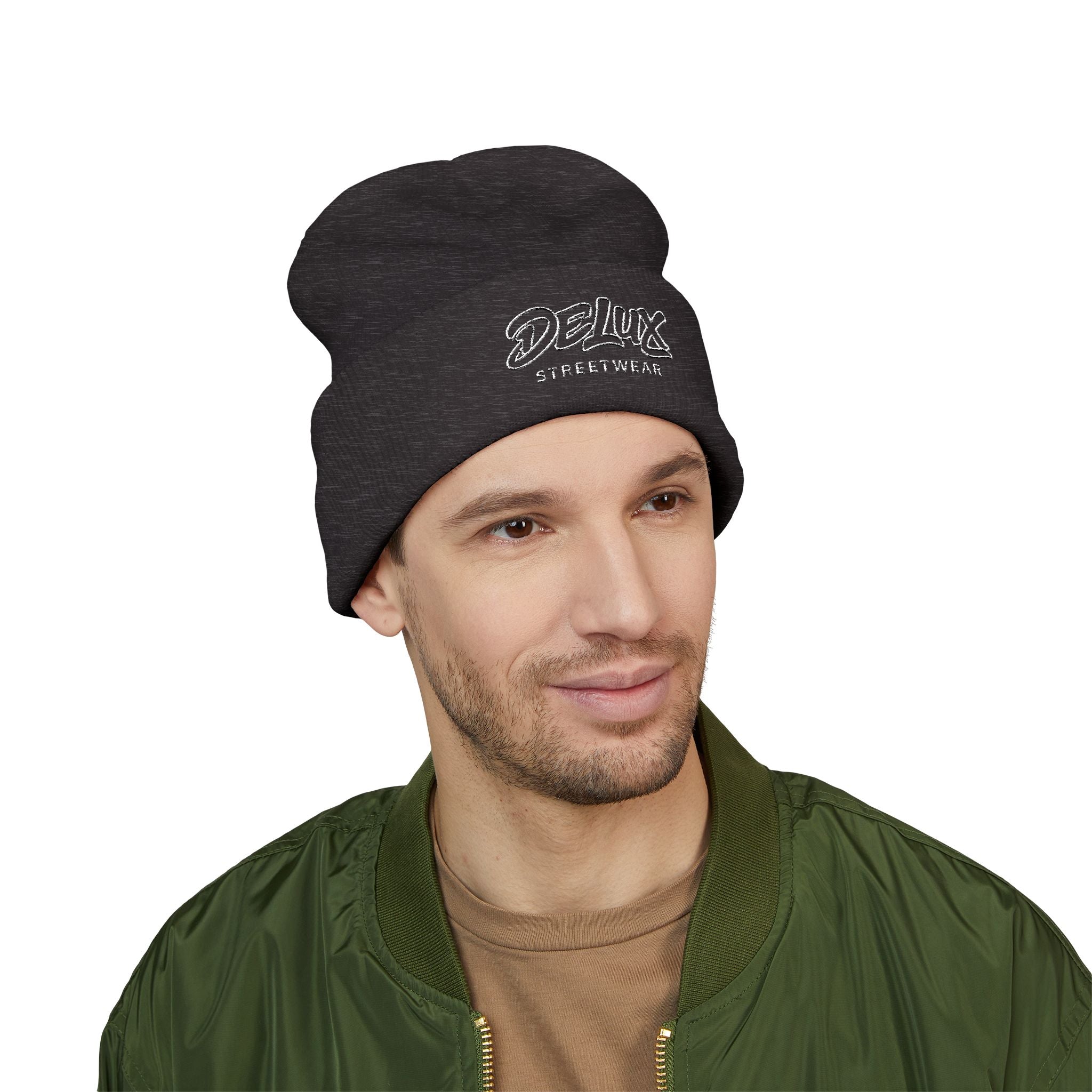 Delux Streetwear Embroidered Cuffed Beanie — Bold Knit Hat