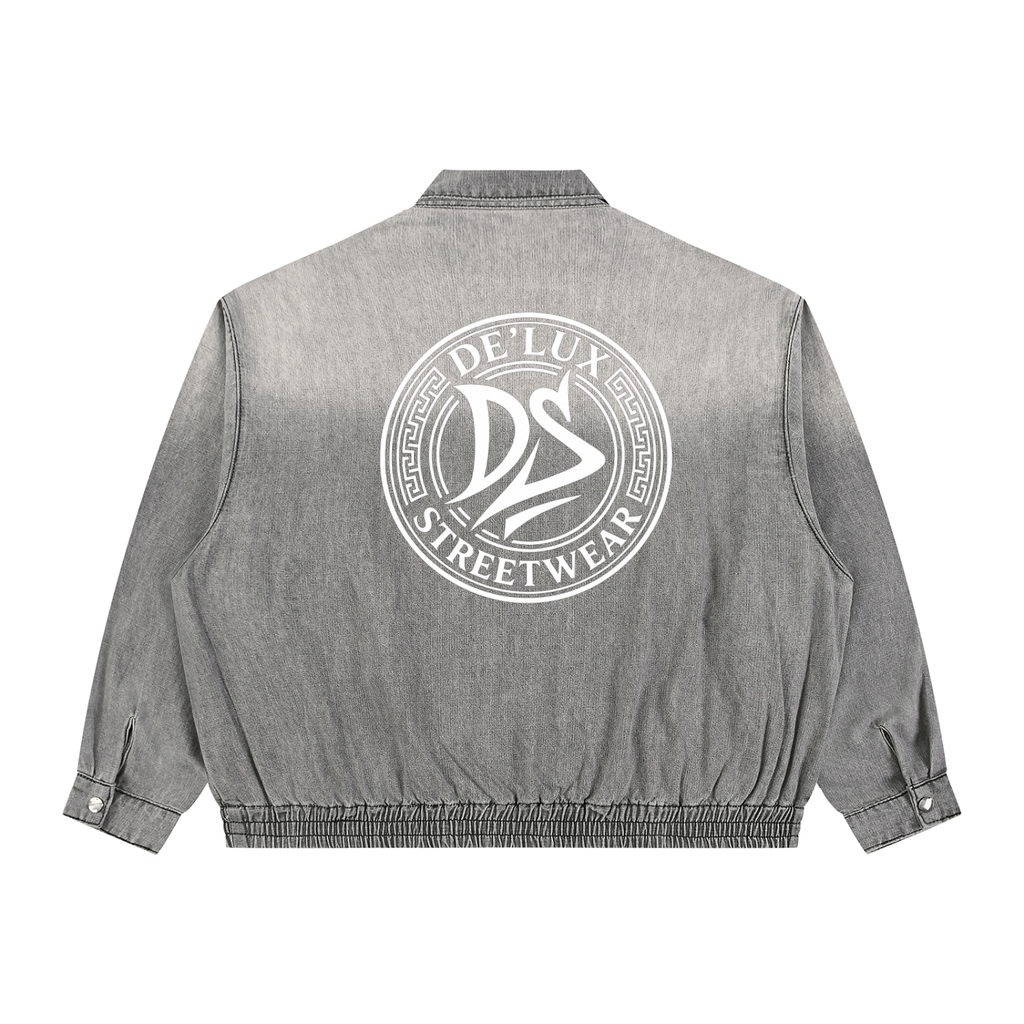 DeLuX Symbolized Vintage Wash Full-Zip Denim Jacket