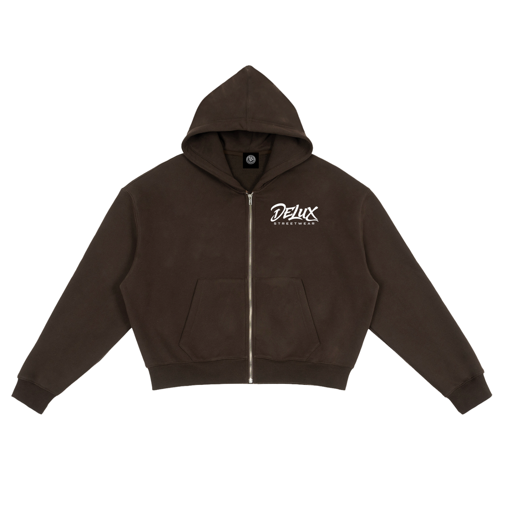 DeLuX Fleece Zip-Up Boxy Hoodie
