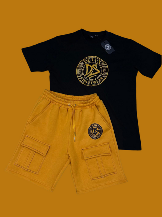 DE’LUX Streetwear Black & Yellow T-Shirt Set