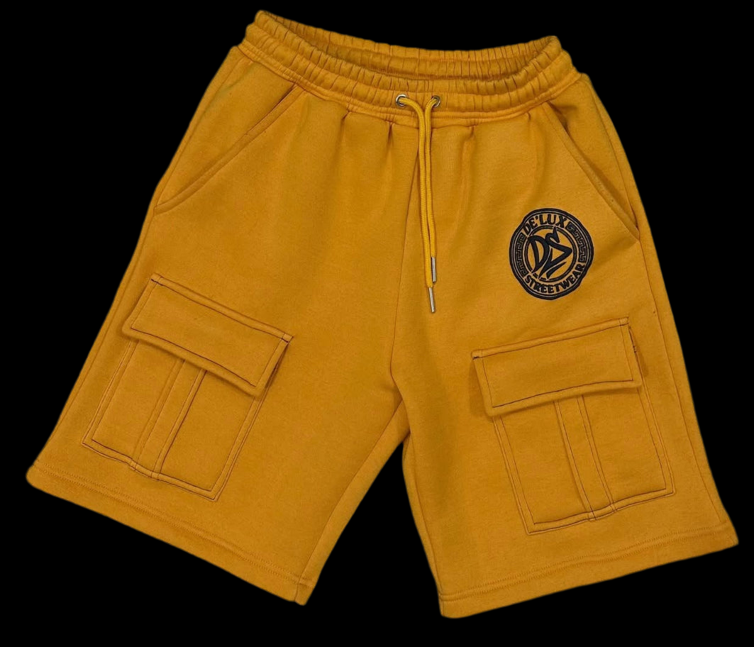 De’LuX Streetwear Yellow/Black Cargo Shorts
