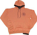 Peach De’LuX StreetWear hoodie with logo, front view, black drawstrings, street style fashion