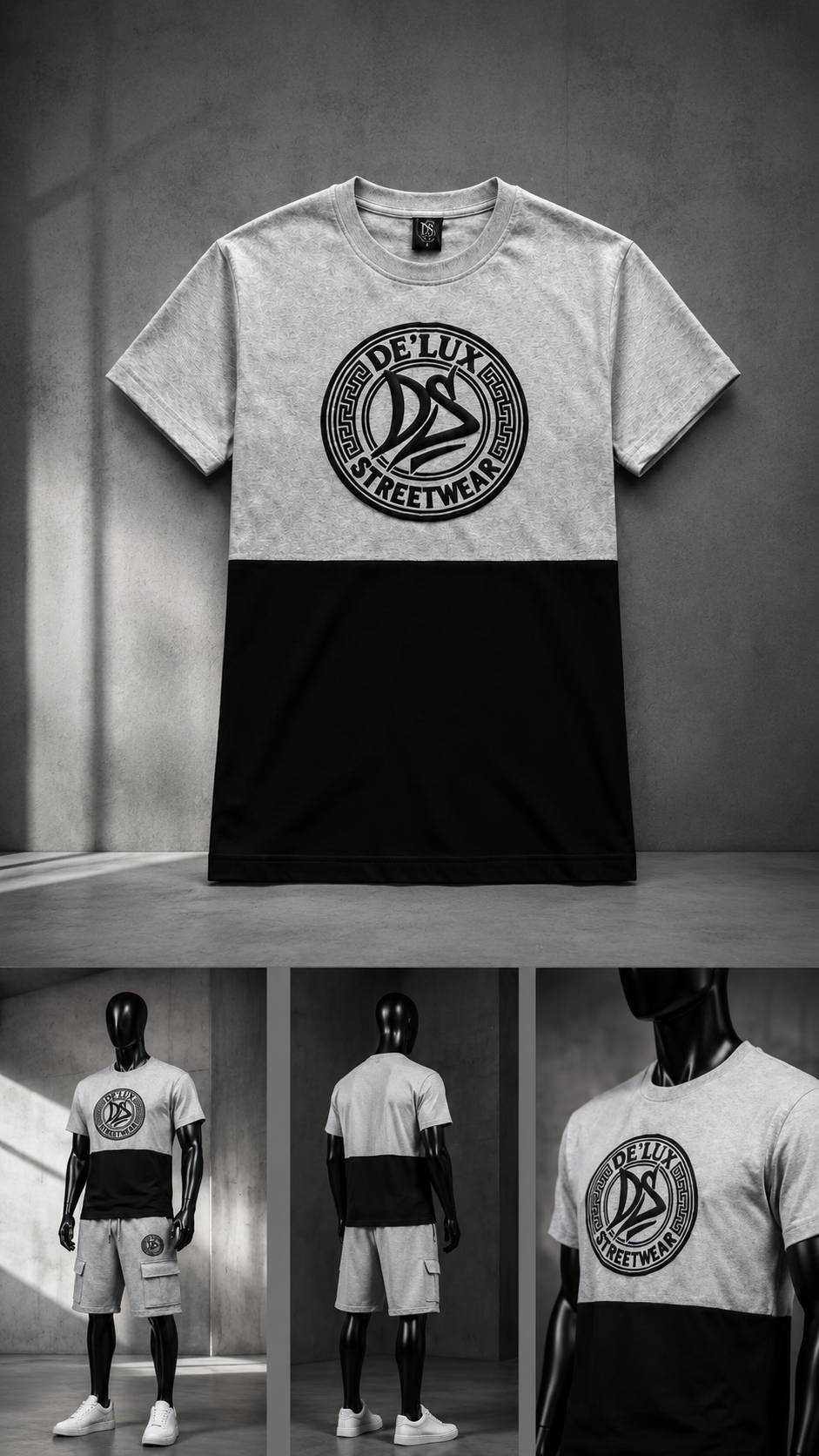 DE’LUX Streetwear Grey/Black T-Shirt