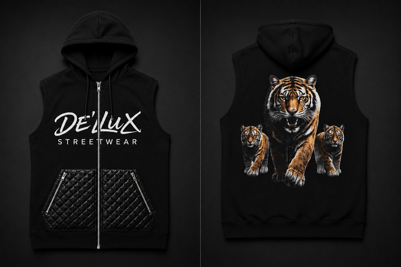 De’LuX Quilted Zip Hoodie (Sleeveless)