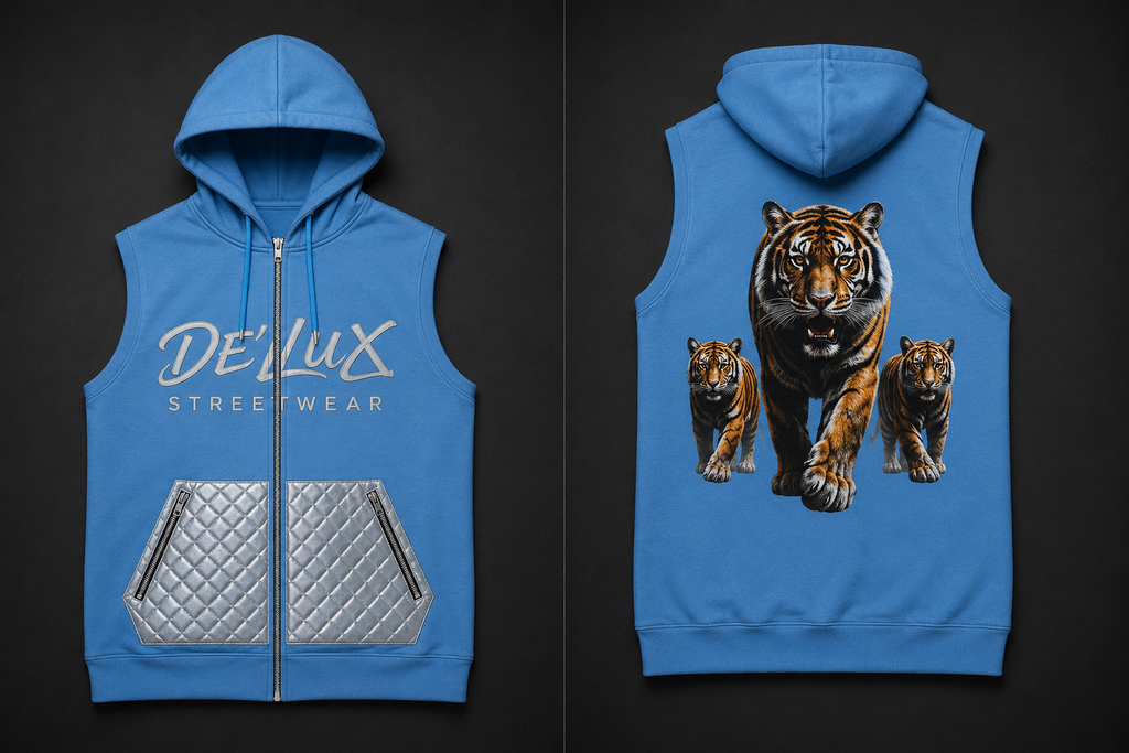 De’LuX Quilted Zip Hoodie (Sleeveless)