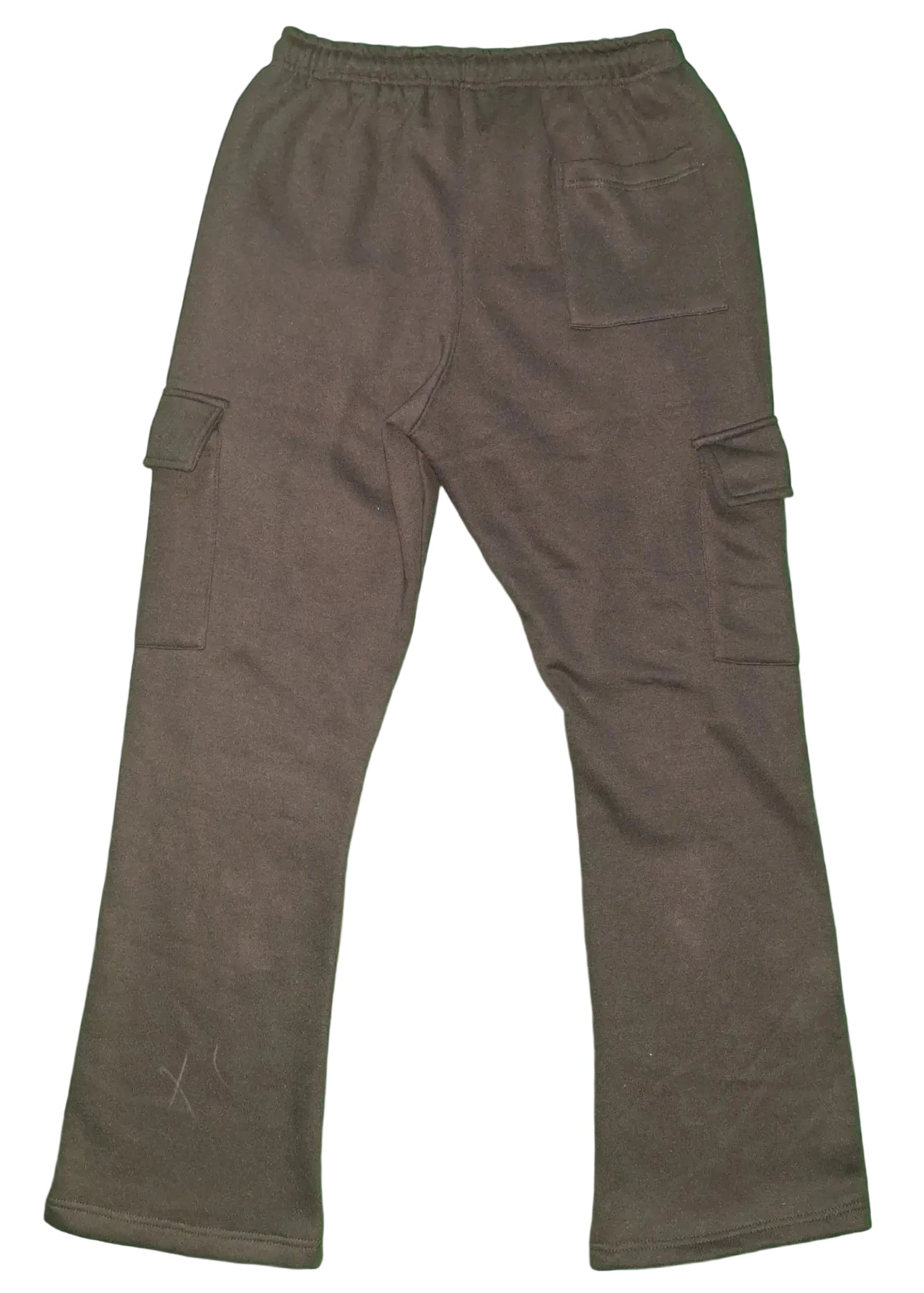 De’LuX StreetWear black fleece cargo pants with side and back pockets, flat lay