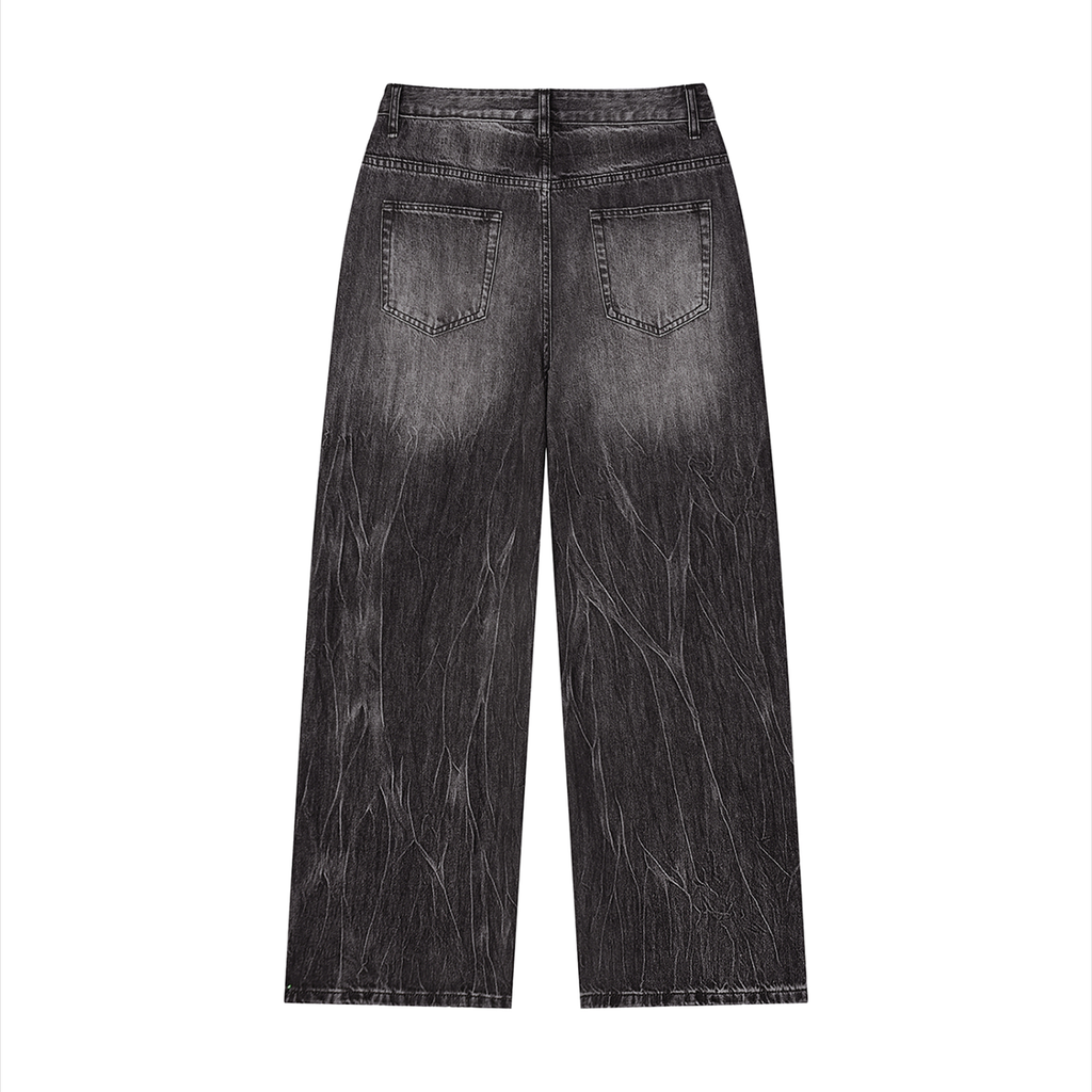 DeLuX Men’s Vintage Wash Wide Leg Jeans