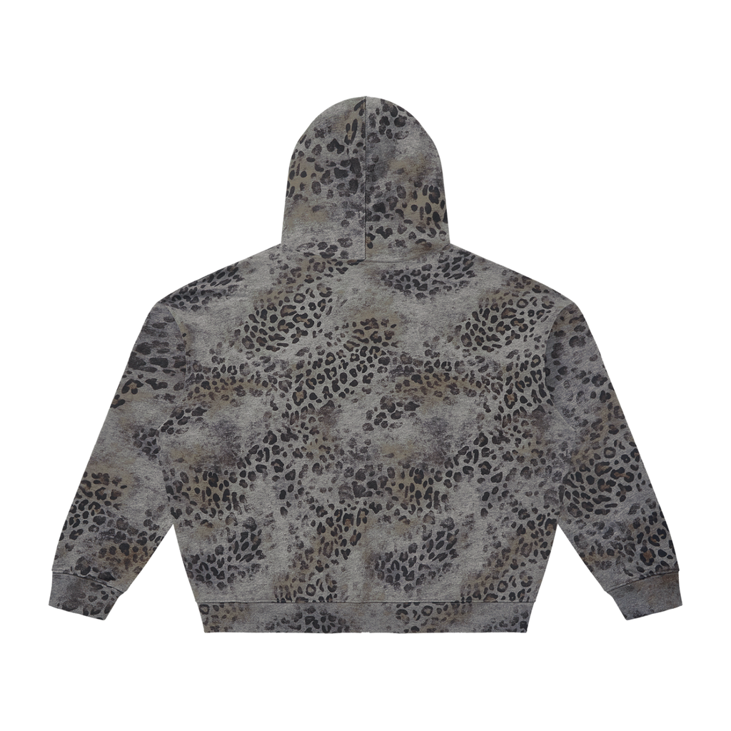 DeLuX  Vintage Wash Leopard Full Zip Hoodie