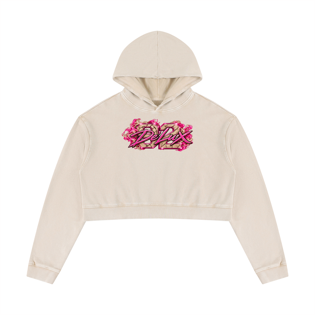 DeLuX Women’s Mineral Washed Crop Hoodie