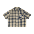 Unisex Plaid Boxy Short Sleeve Shirt