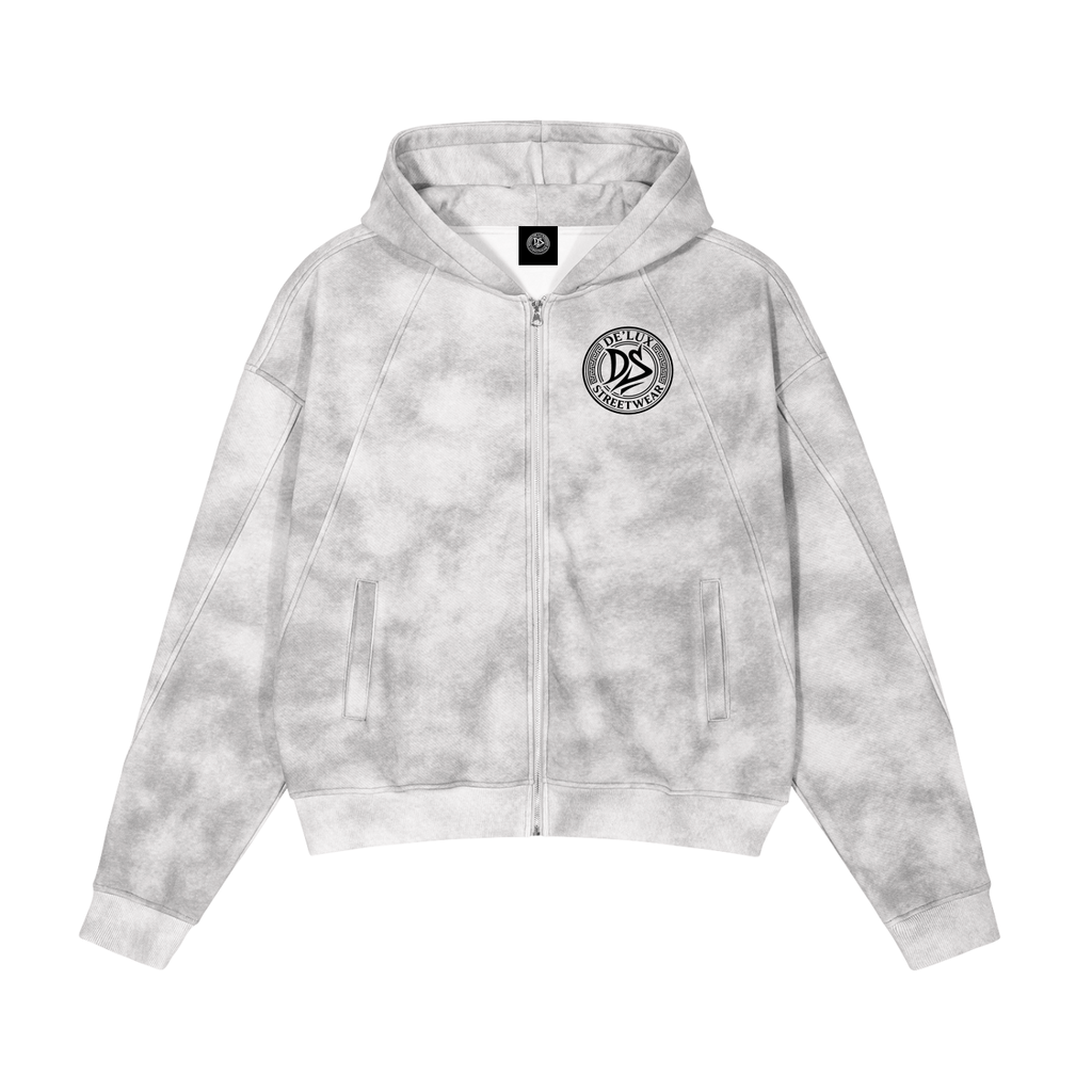 Dirty Washed Zip-Up Fleece Hoodie