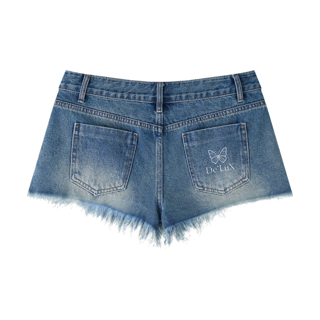 Women's Vintage Wash Raw Hem Denim Shorts