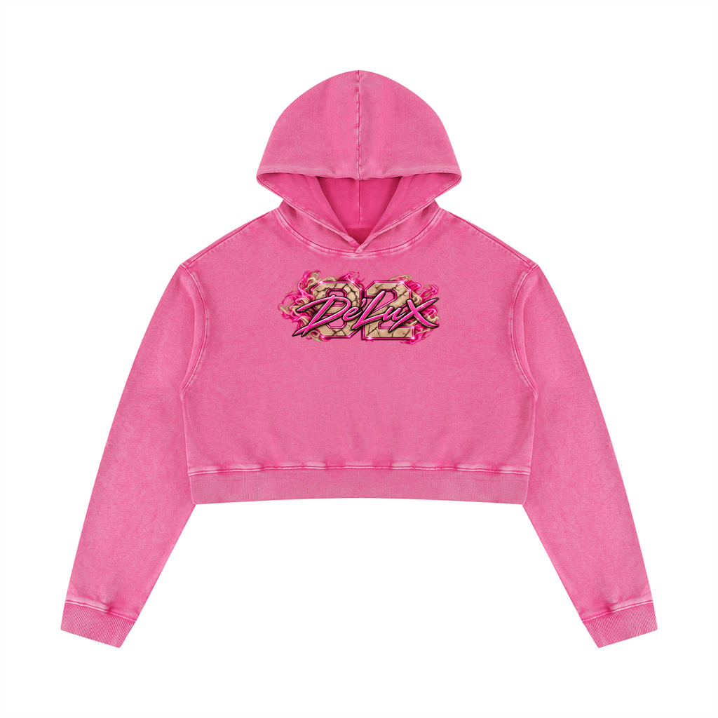 DeLuX Women’s Mineral Washed Crop Hoodie
