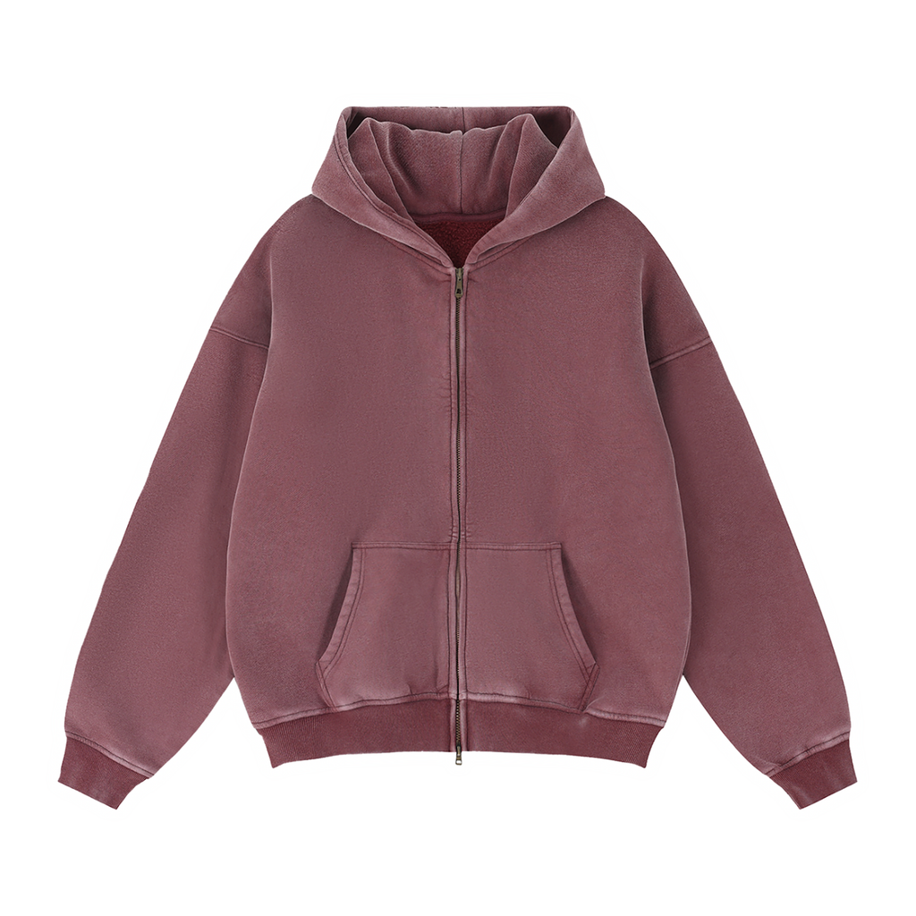 DeLuX Zip-Through Boxy Fleece Hoodie