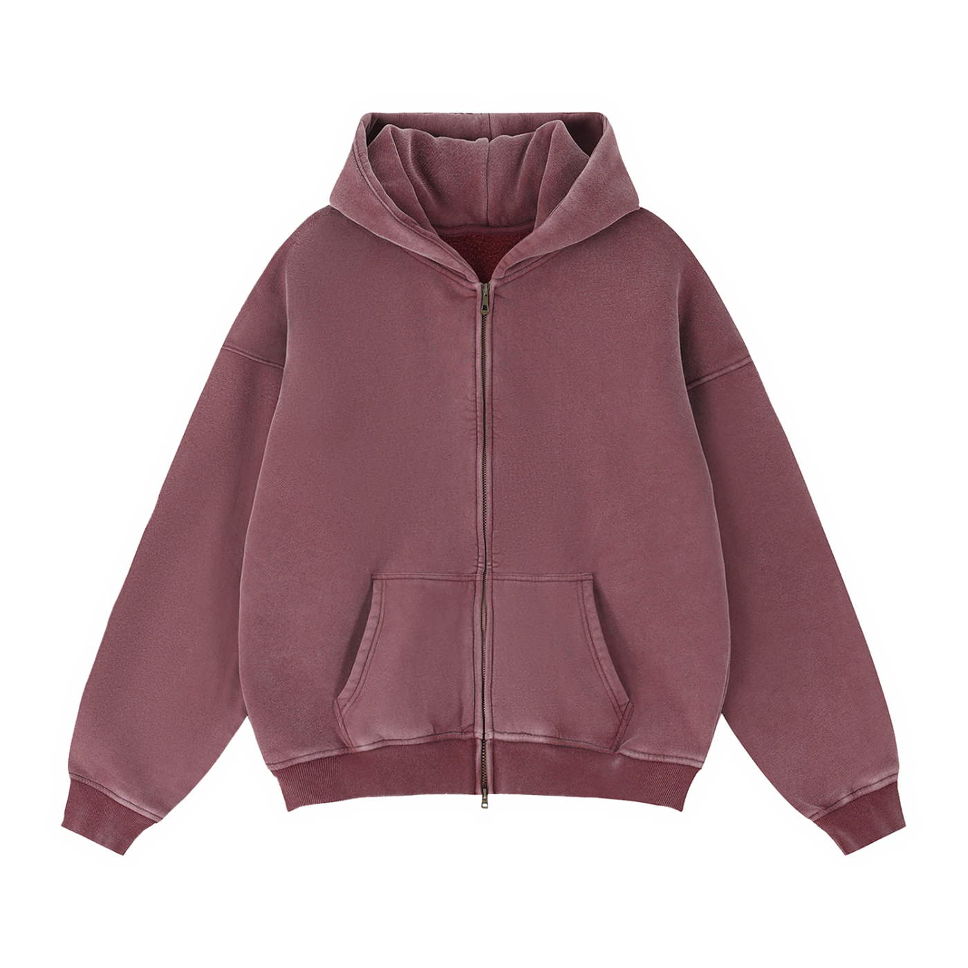 DeLuX Zip-Through Boxy Fleece Hoodie