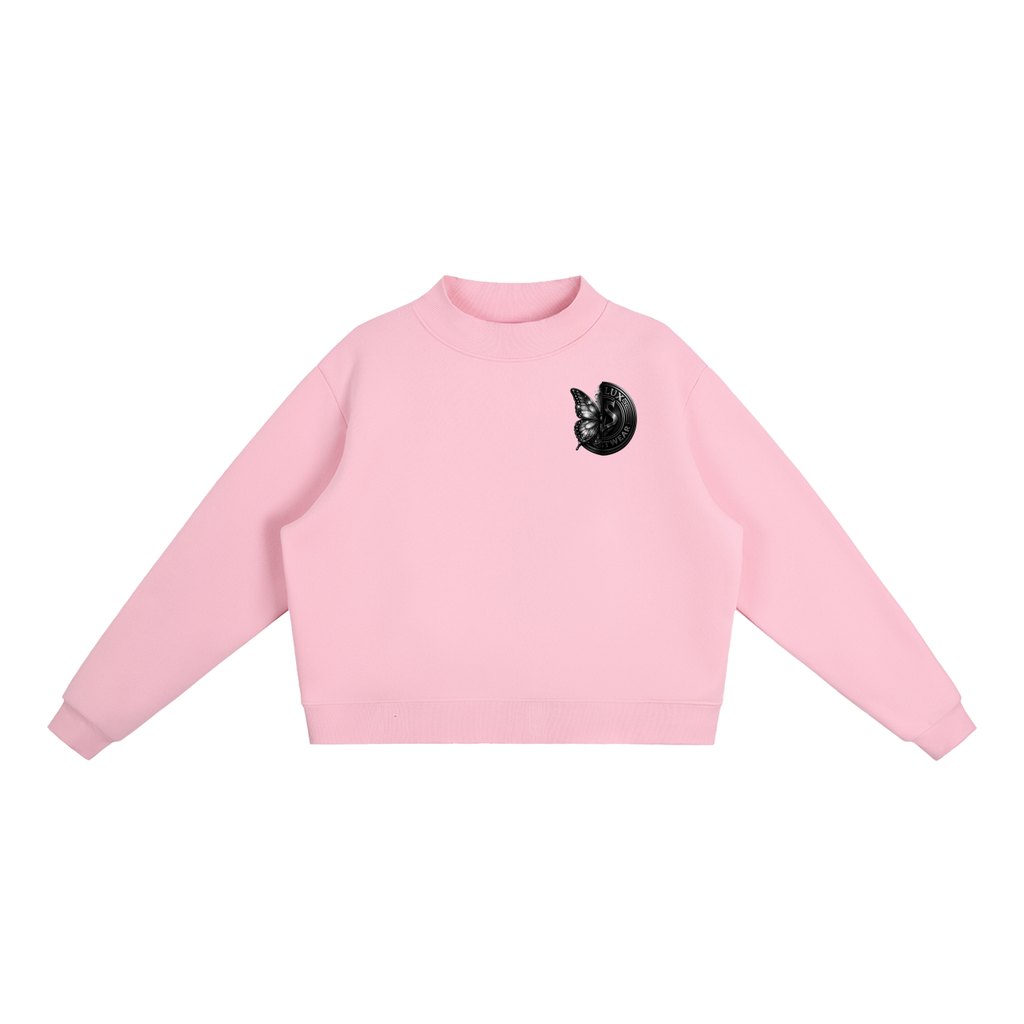 DeLuX Butterfly Essential Fleece Mock-Neck Crew Sweatshirt