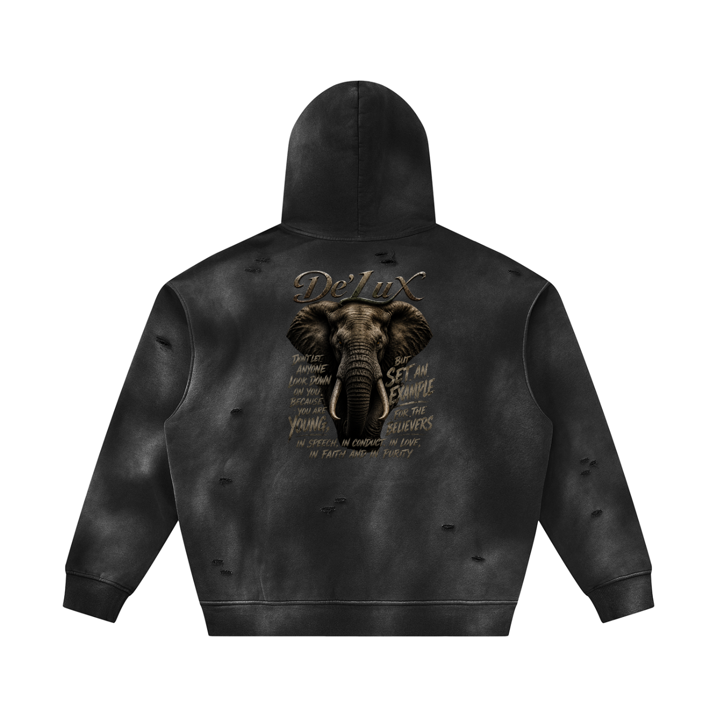 Elephant Sunfade Frayed Fleece Hoodie