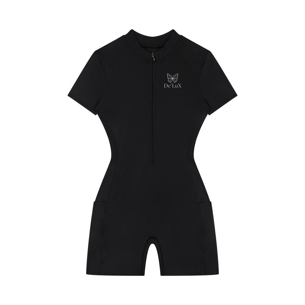 Women's Quarter-Zip Short Sleeve Romper