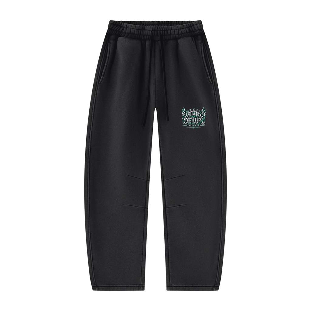 DeLuX  Vintage Wash Barrel Leg Fleece Sweatpants