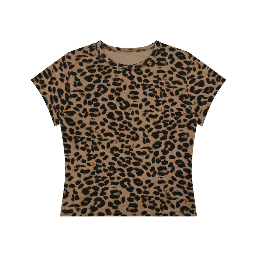 DeLuX Women’s Leopard Print Crop T-Shirt
