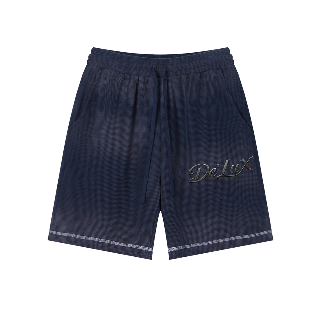Unisex Sunfade Waffle Raw Hem Shorts