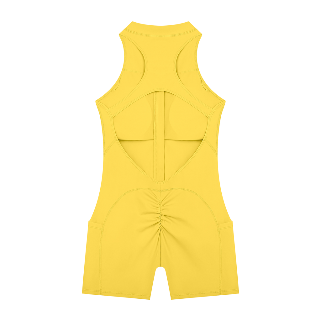 DeLuX Women’s Quarter-Zip Yoga Romper