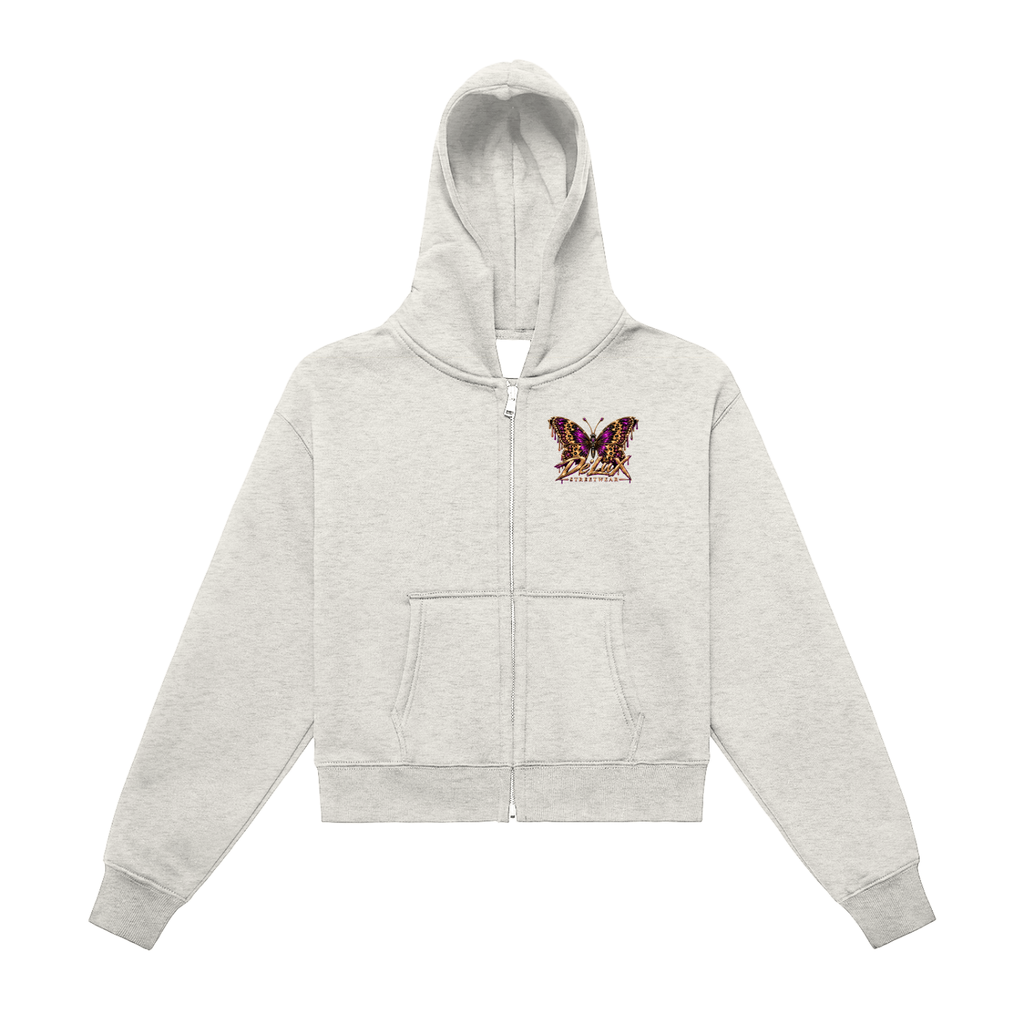 DeLuX Fleeced Zip-Up Cropped Hoodie