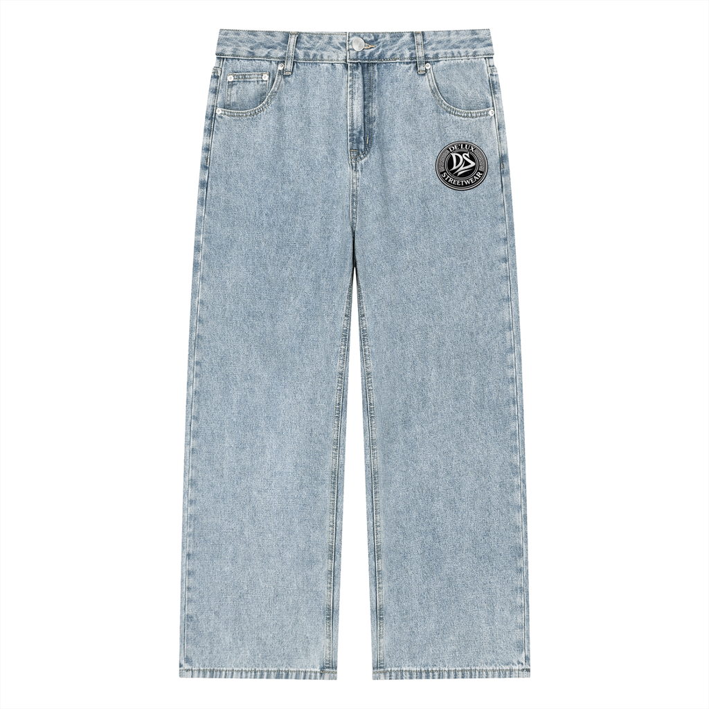 Unisex Vintage Wash Straight Leg Jeans