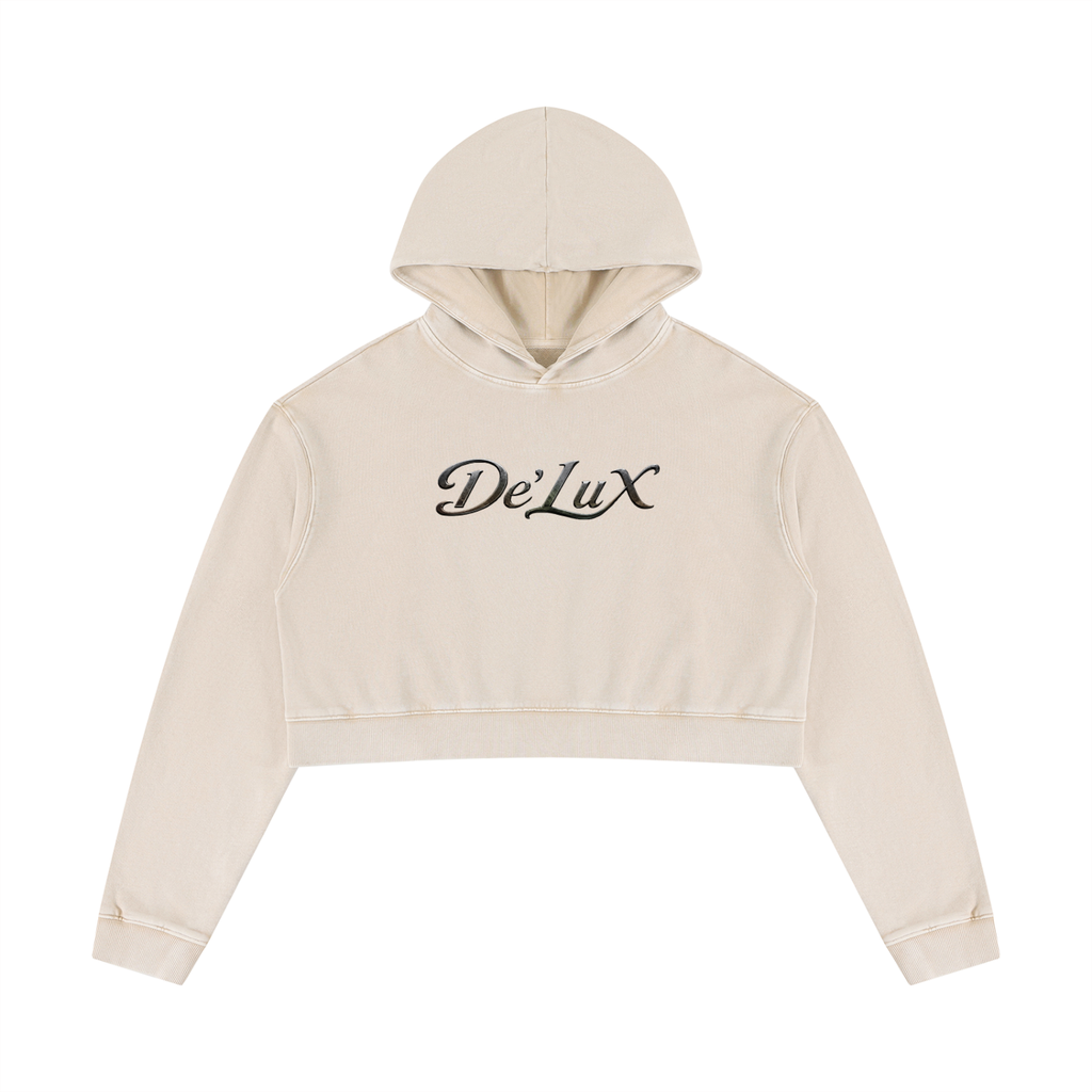 DeLuX Women’s Mineral Washed Crop Hoodie