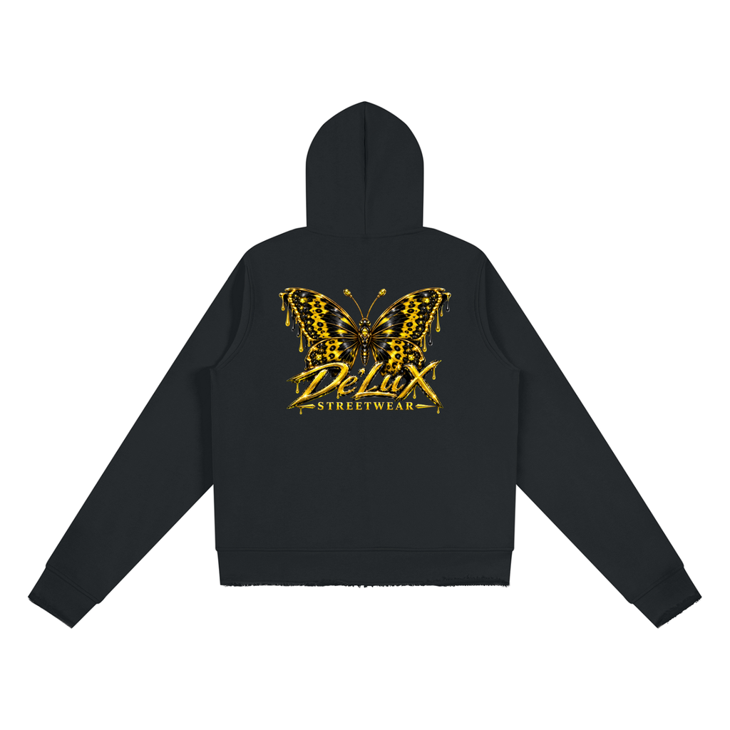 DeLuX Women’s Raw Edge Full Zip Hoodie