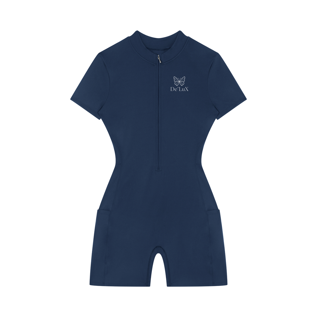 Women's Quarter-Zip Short Sleeve Romper