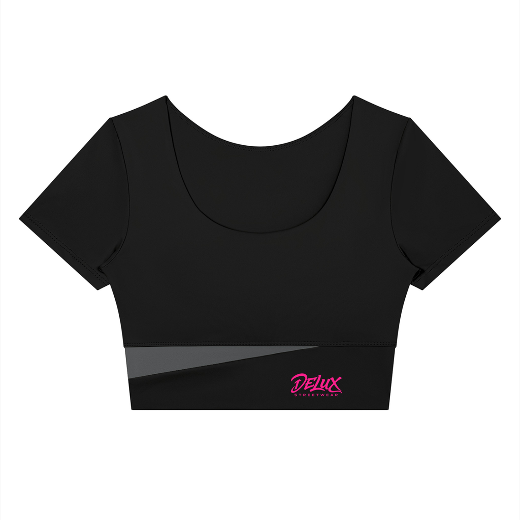 DeLuX Women's Panelled Crop Yoga T-Shirt