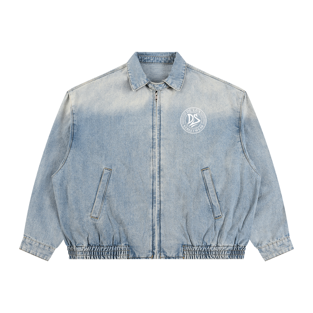 DeLuX Symbolized Vintage Wash Full-Zip Denim Jacket