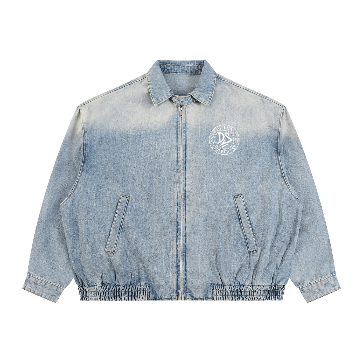 DeLuX Symbolized Vintage Wash Full-Zip Denim Jacket
