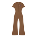 DeLuX Women’s Tight Flared Leg Quarter-Zip Jumpsuit