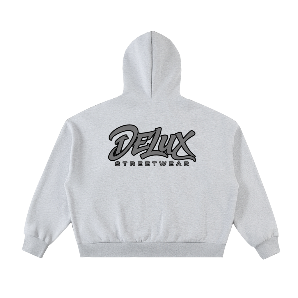 DeLuX Fleeced Full-Zip Boxy Hoodie