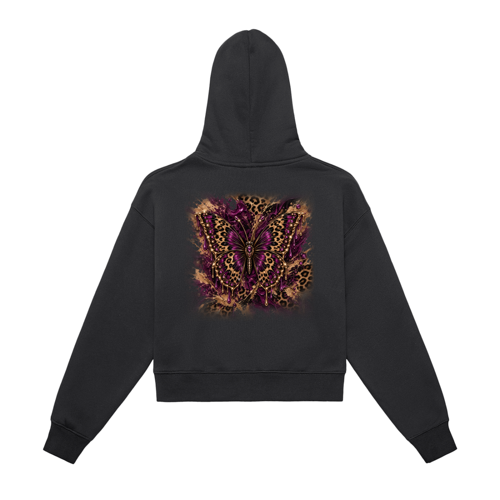 DeLuX Fleeced Zip-Up Cropped Hoodie