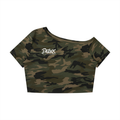 DeLuX  Women's Camo Off-Shoulder Crop T-Shirt