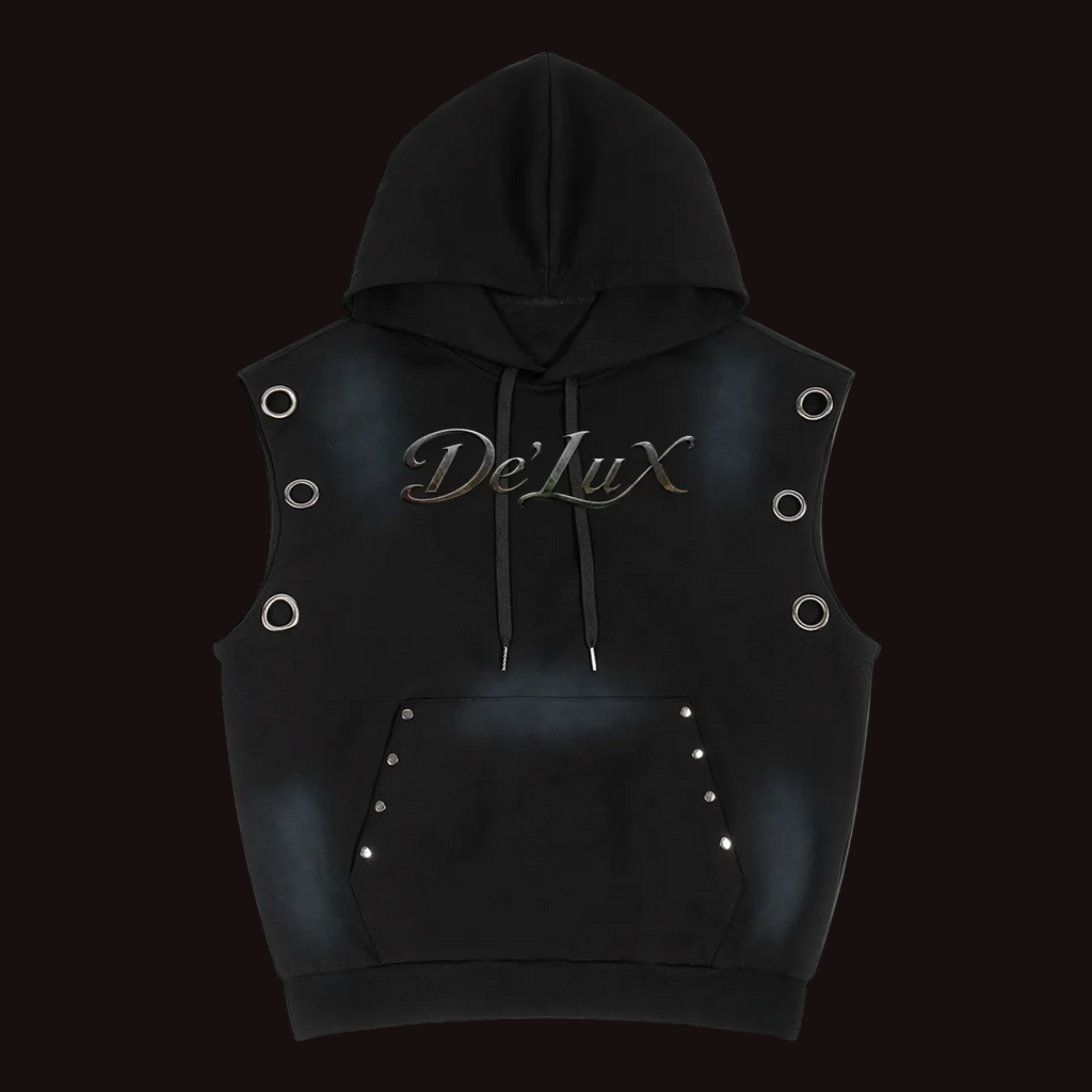 DeLuX Vintage Wash Sun Fade Sleeveless Hoodie