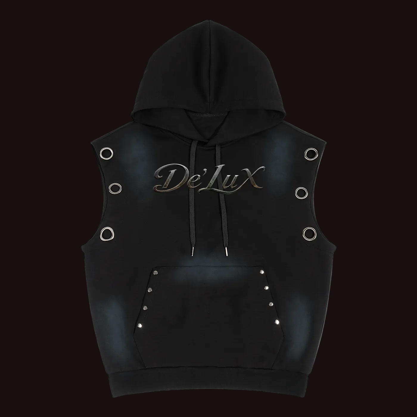 DeLuX Vintage Wash Sun Fade Sleeveless Hoodie