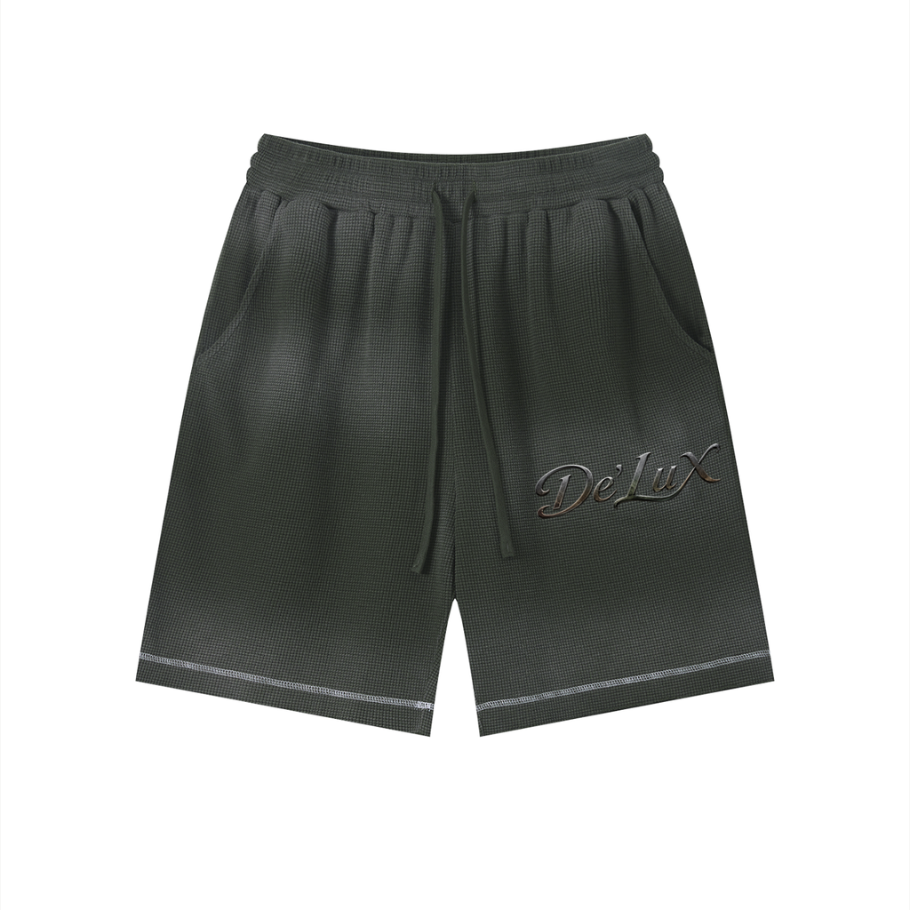 Unisex Sunfade Waffle Raw Hem Shorts